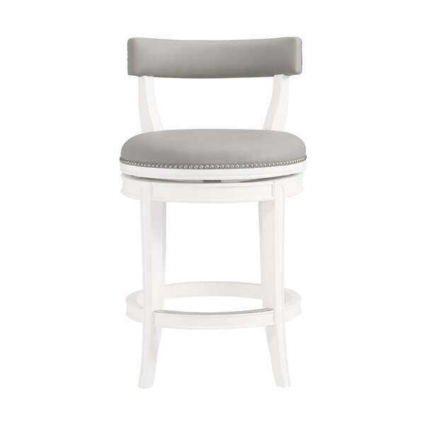 Alaterre Furniture Hanover Swivel Counter Height Bar Stool, White and Gray ANHN01PDC - main